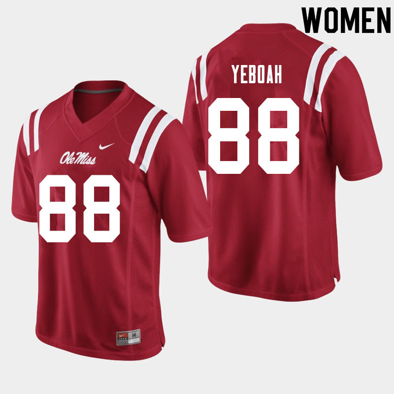 Kenny Yeboah Ole Miss Rebels NCAA Women's Red #88 Stitched Limited College Football Jersey ISK7158WS